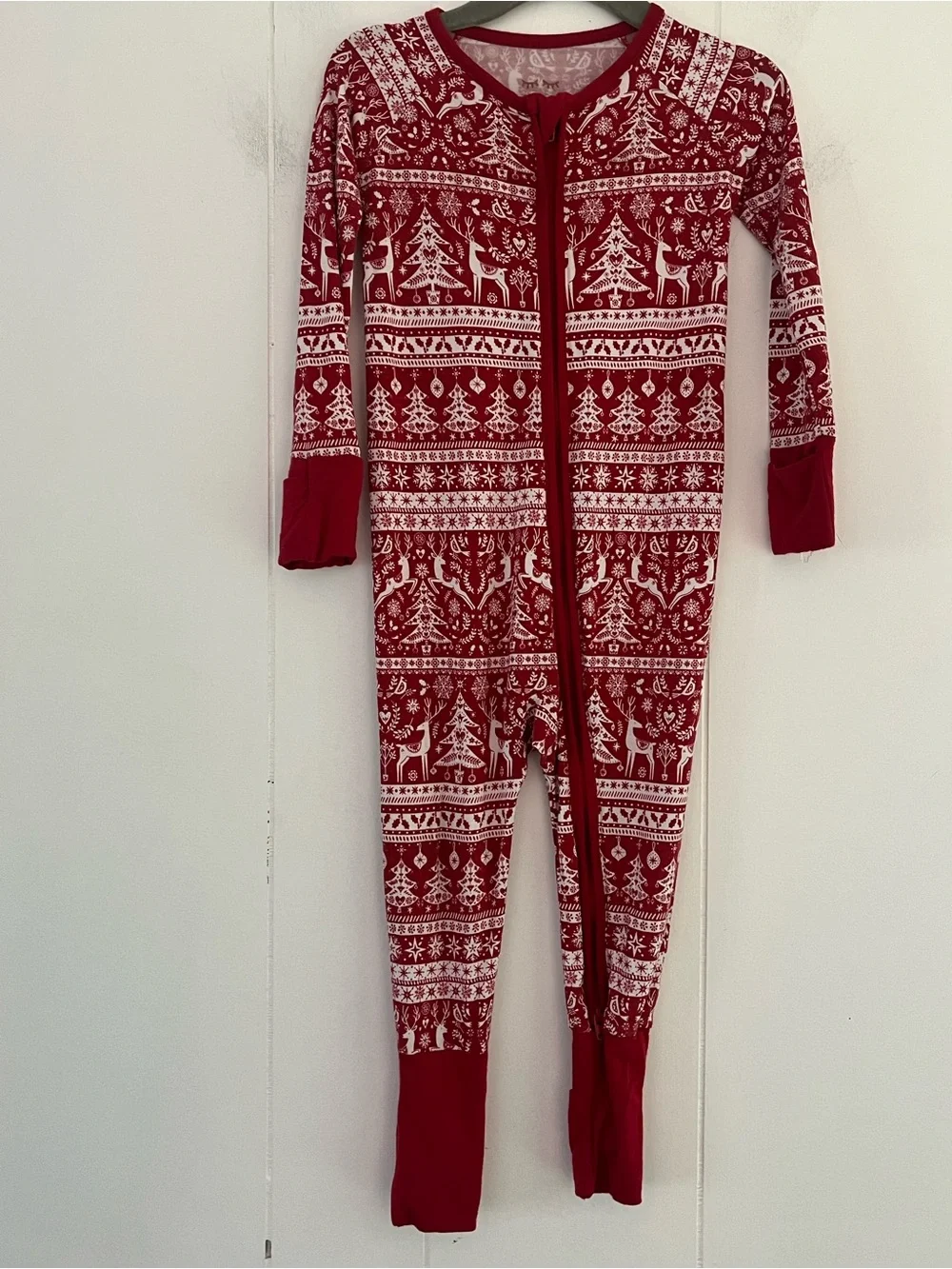 Little Sleepies Reindeer Cheer Zippy Footie Bamboo Size 12-18 Months